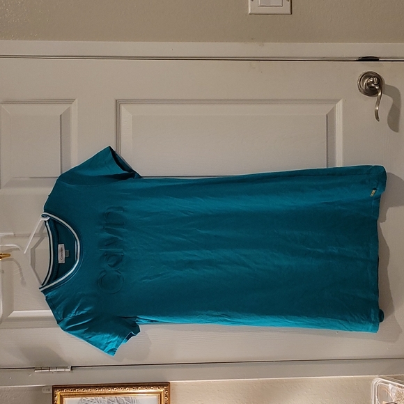 Calvin klein womens dress short sleeve blue and white detailing size small - Picture 1 of 7